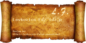 Levkovics Fülöp névjegykártya